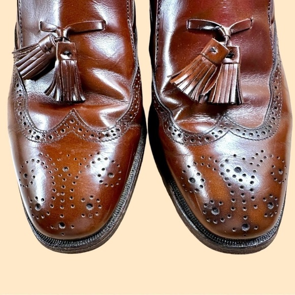 STAFFORD, COMFORT PLUS,MENS BROWN LEATHER LOAFERS. WINGTIP, SLIP-ONS.SIZE 8 1/2D - Picture 2 of 9